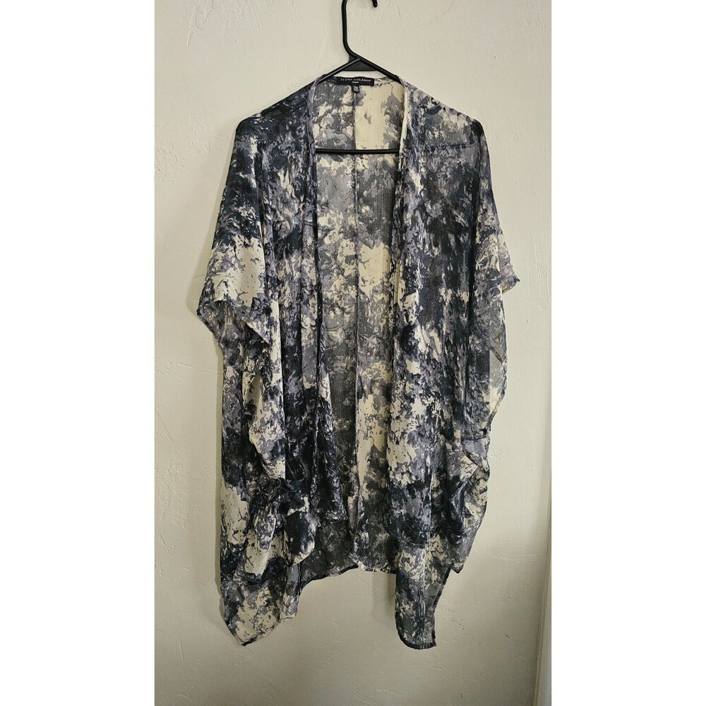 Elena Solano Tie-Dye Kimono Cardigan Sheer Open Front Wrap Cover-Up